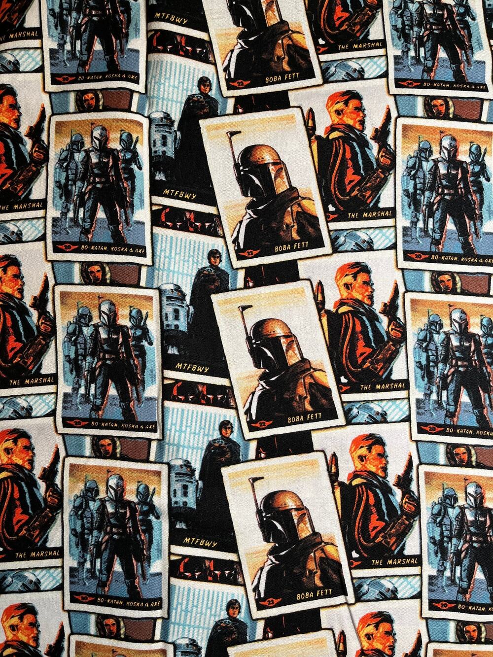 Mandalorian Card Stack Cotton Fabric 7/8 yd | Destash
